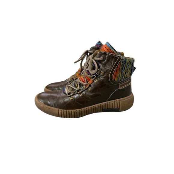 Josef Seibel Maren 06 Side Zip Lace Up Ankle Boot Size 36 Boho Green US 5/5.5 - Picture 2 of 9